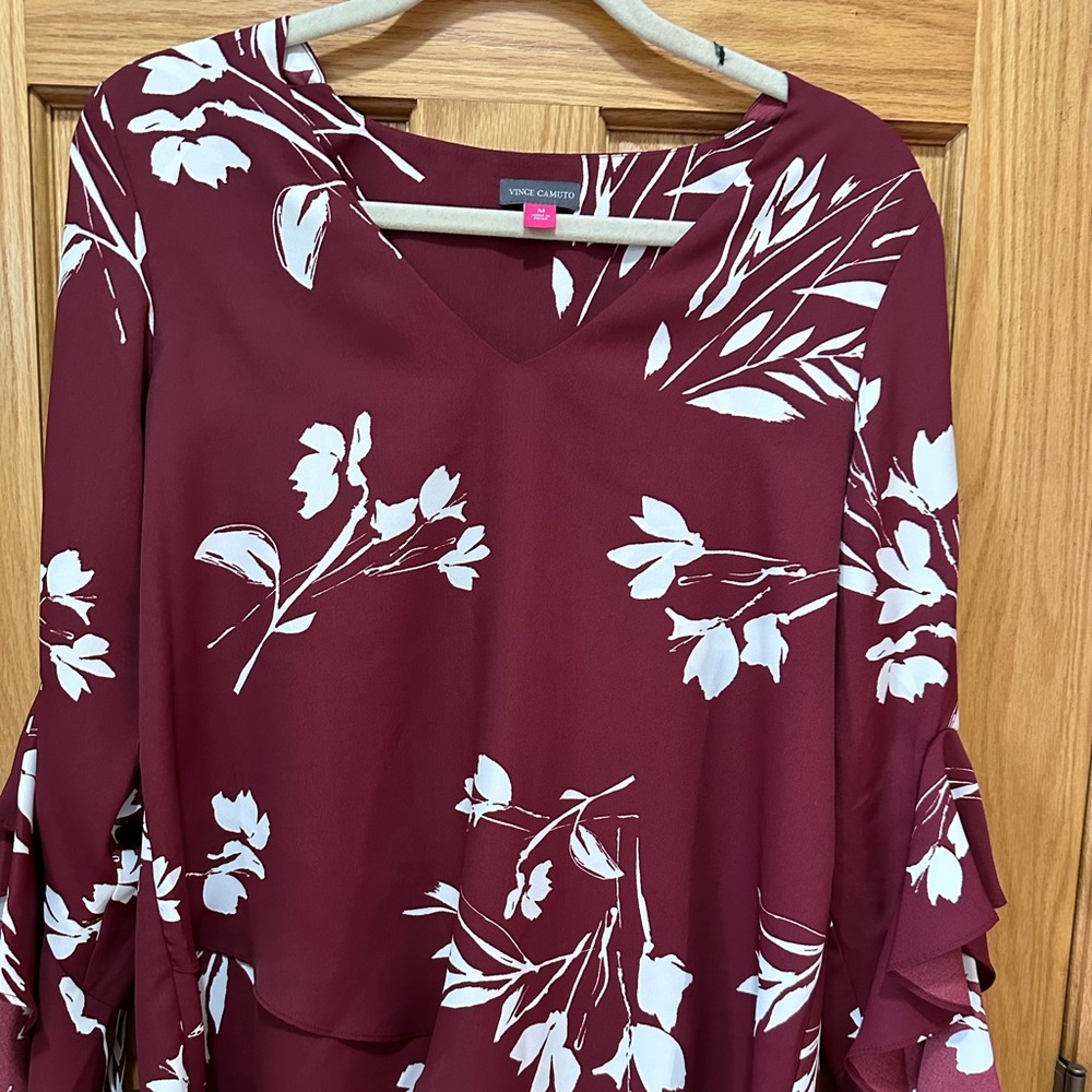 Vince Camuto 3/4 Ruffle sleeve blouse, medium.
